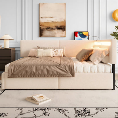 Full Size Upholstered Cloud Bed Frame And Storage