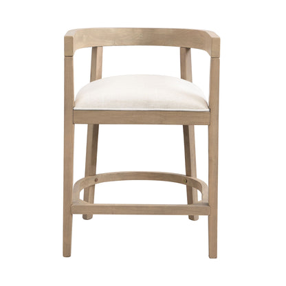 Modern rubberwood counter stool by HouseOfZazla with upholstered beige seat on Tampa Home & Garden Store