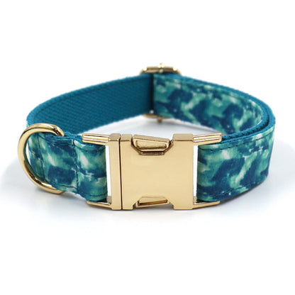 Pet Collar Leash Bow Knot Dog Walking Garbage Bag Set by Pet Zen teal with gold buckle on Tampa Home & Garden Store