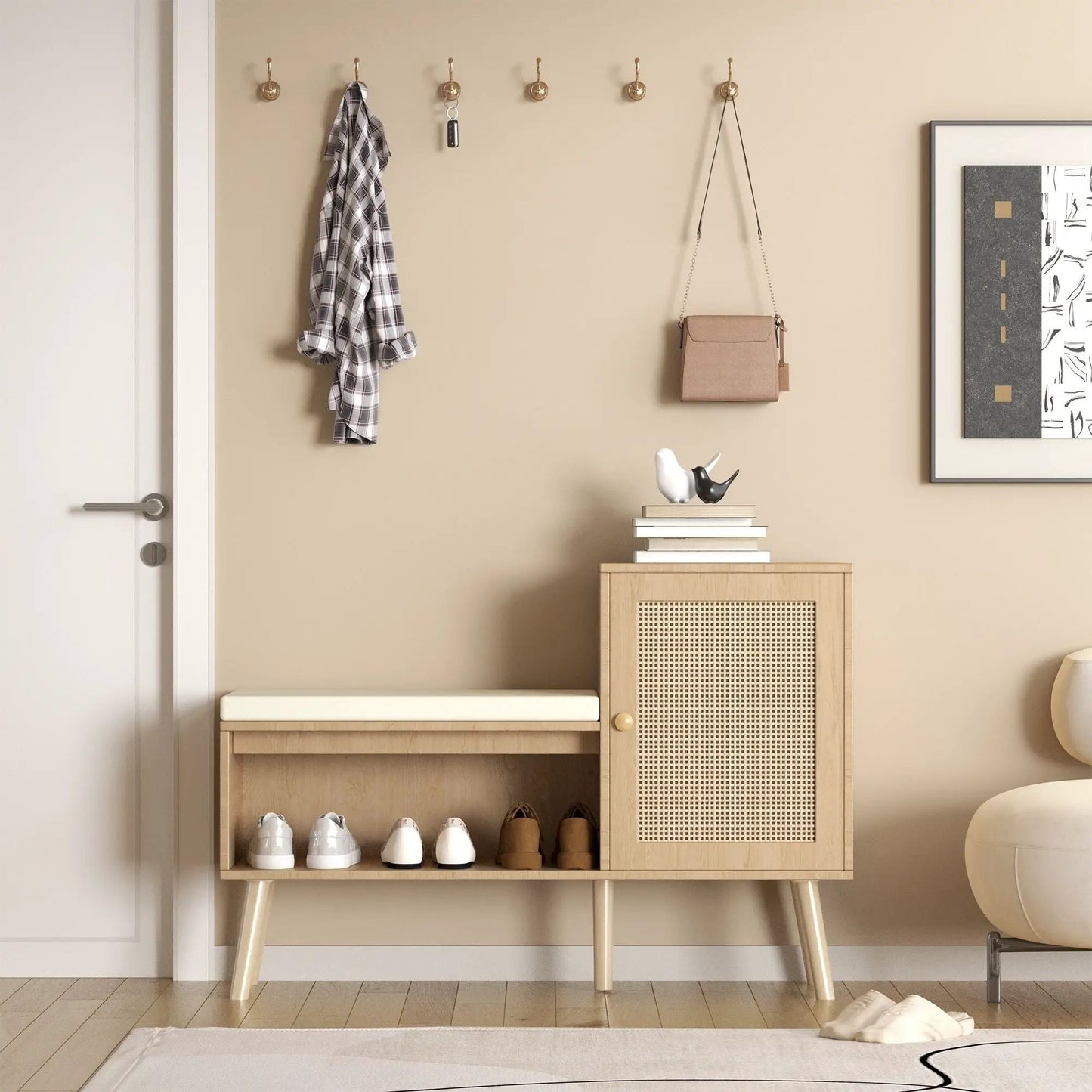 2 In 1 Shoe Storage Bench With Adjustable Shelves