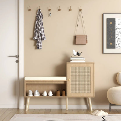 2 In 1 Shoe Storage Bench With Adjustable Shelves