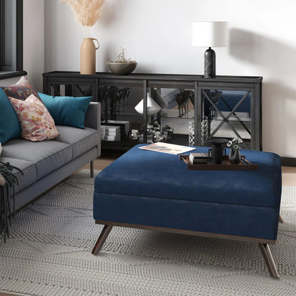 Owen multifunctional square coffee table storage ottoman dark finish frame Unique Piece on Tampa Home & Garden Store
