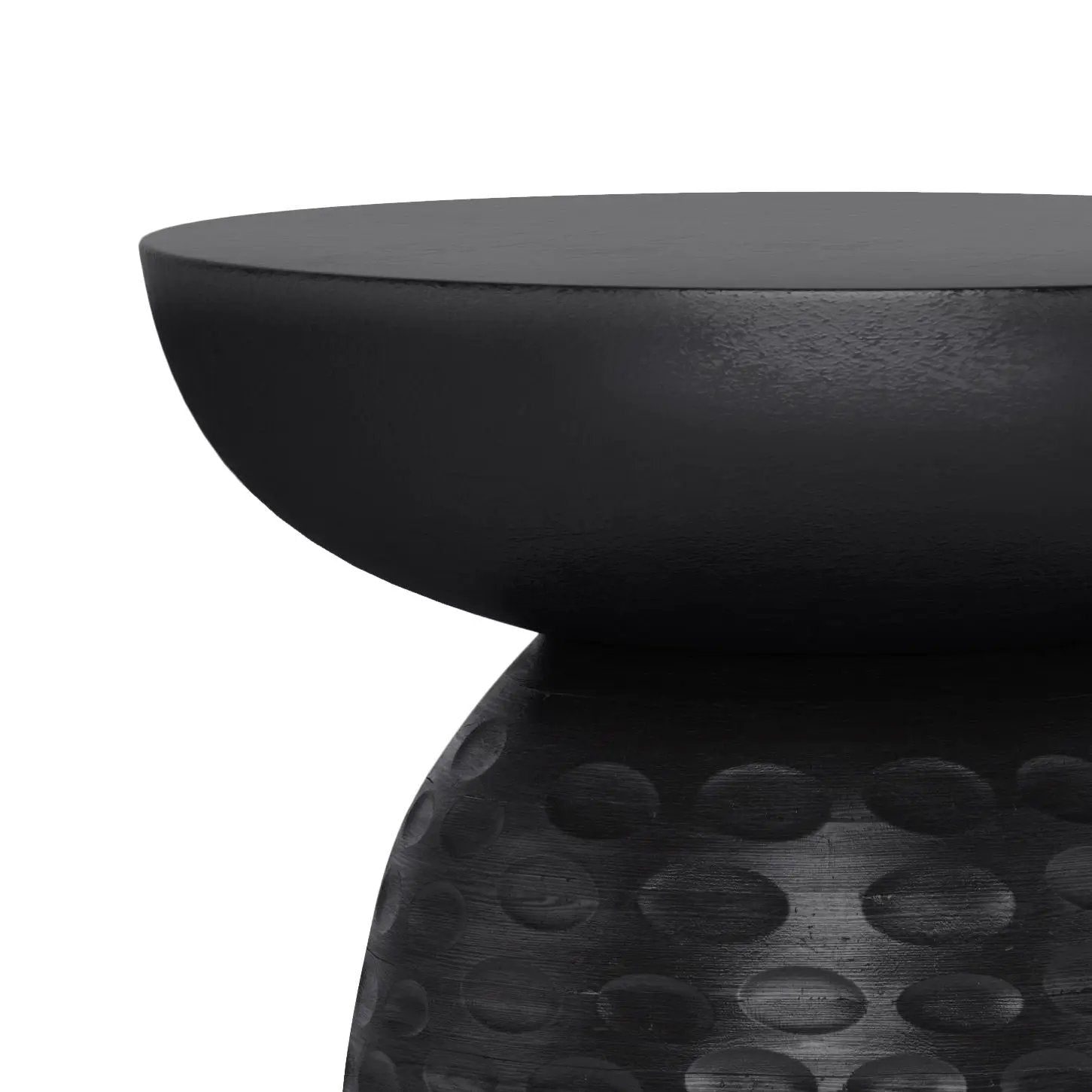 Boyd Handcrafted round-top accent table in black with textured dotted base on Tampa Home & Garden Store