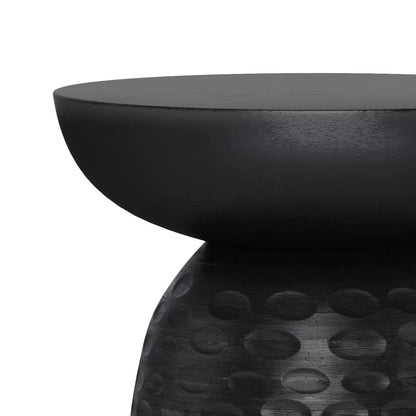 Boyd Handcrafted round-top accent table in black with textured dotted base on Tampa Home & Garden Store