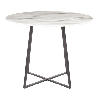 Contemporary Glam Dining Table with round marble top and dark metal legs by HouseOfZazla on Tampa Home & Garden Store