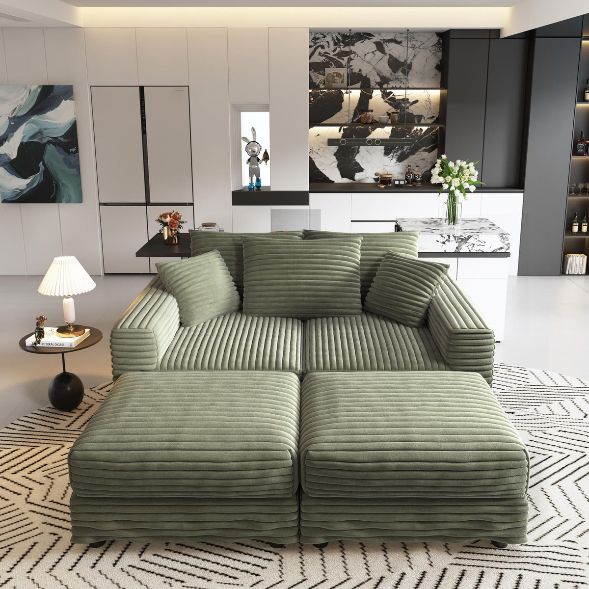 Convertible Sofa With Deep Seat and Pillows