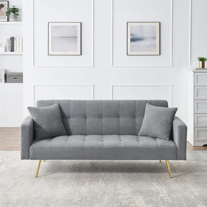 Teddy Fleece Futon Sofa Bed in grey with two matching pillows Unique Piece Furniture on Tampa Home & Garden Store