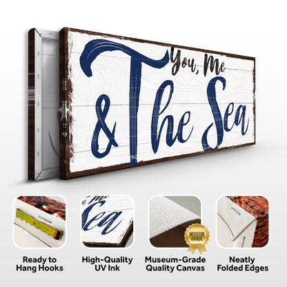 Canvas wall sign You Me and the Sea Beach Sign II on wood with script Tailored Canvases on Tampa Home & Garden Store