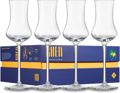 Elegant Limoncello Tulip Crystal Glasses Set of 4