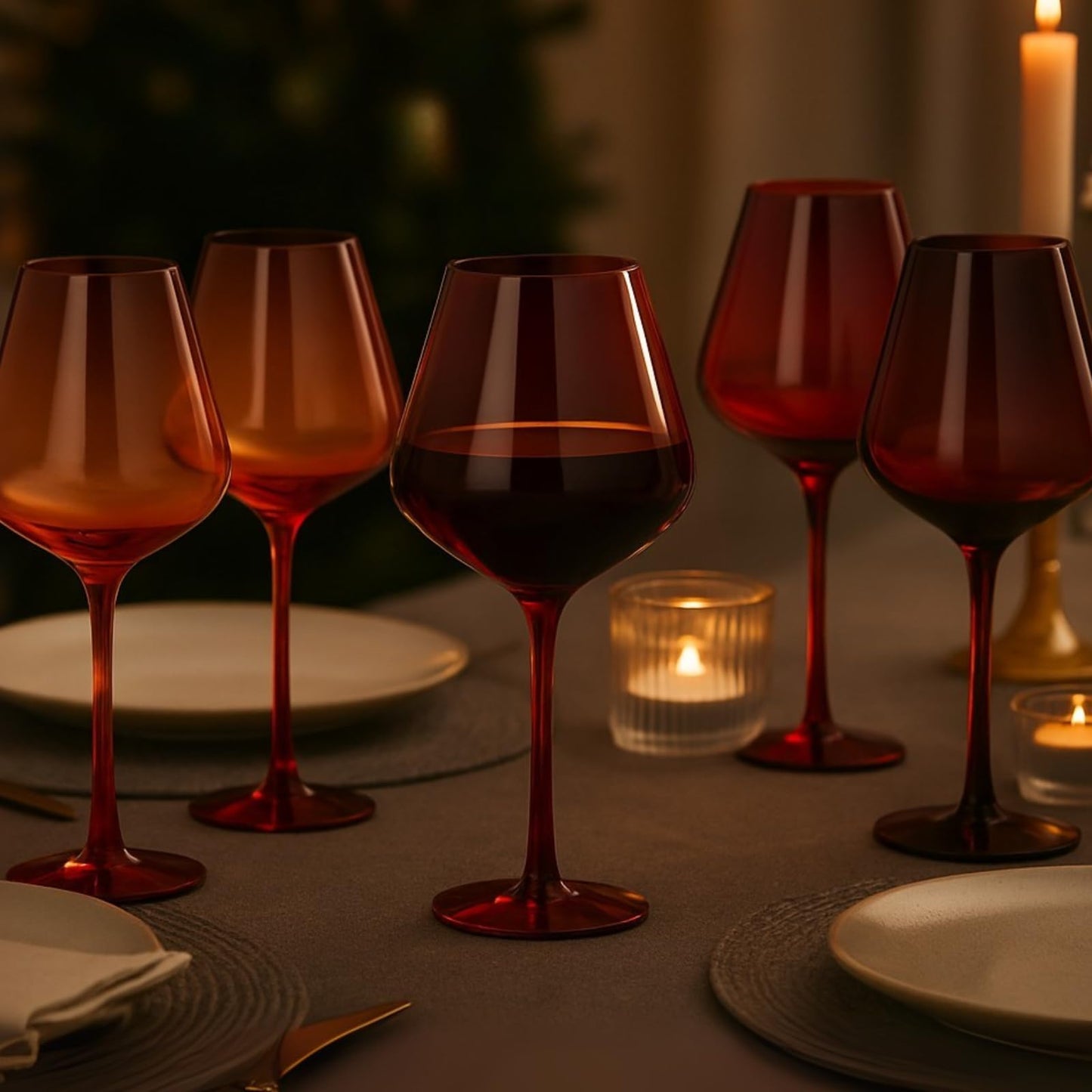 Large Khen Set of 5 Gradient Wine Glasses