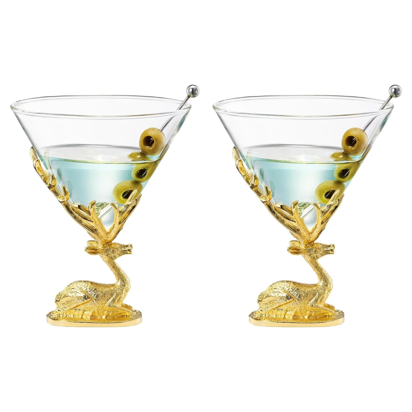 Stag Antler Cocktail Glasses Set of Two Gold