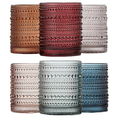 Vintage Beaded Hobnail Tumbler Glasses Set of Six