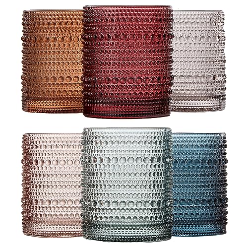 Vintage Beaded Hobnail Tumbler Glasses Set of Six