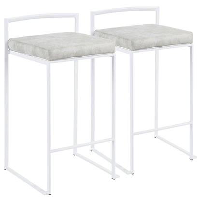 2 stackable counter stools with padded gray seats and white frames by HouseOfZazla on Tampa Home & Garden Store