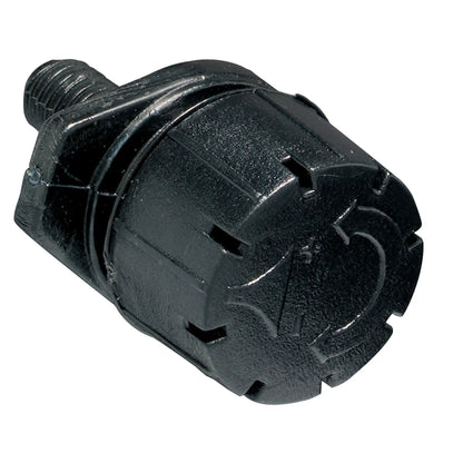 Orbit 1/4-in barb multi-stream drip irrigation emitter, black plastic close-up on Tampa Home & Garden Store