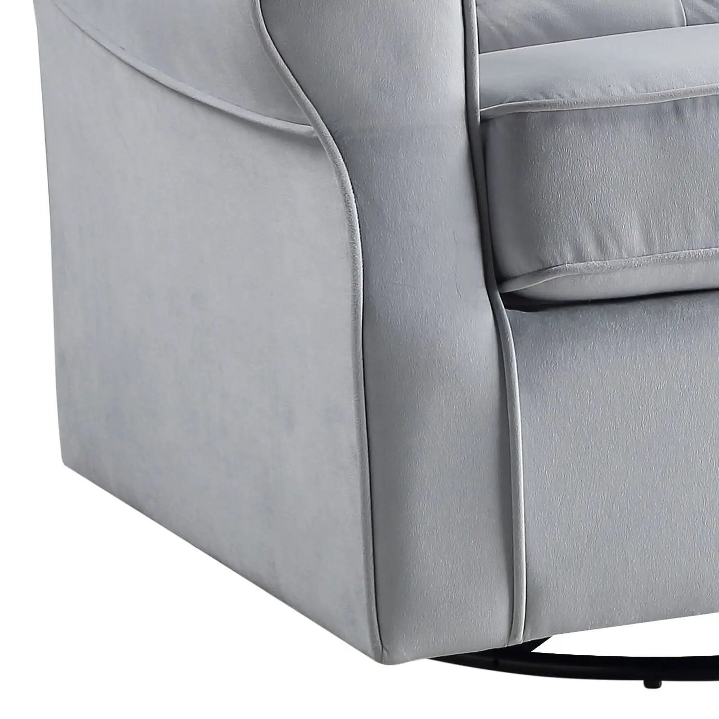 Glider Chair with Swivel Gray Fabric Upholstery