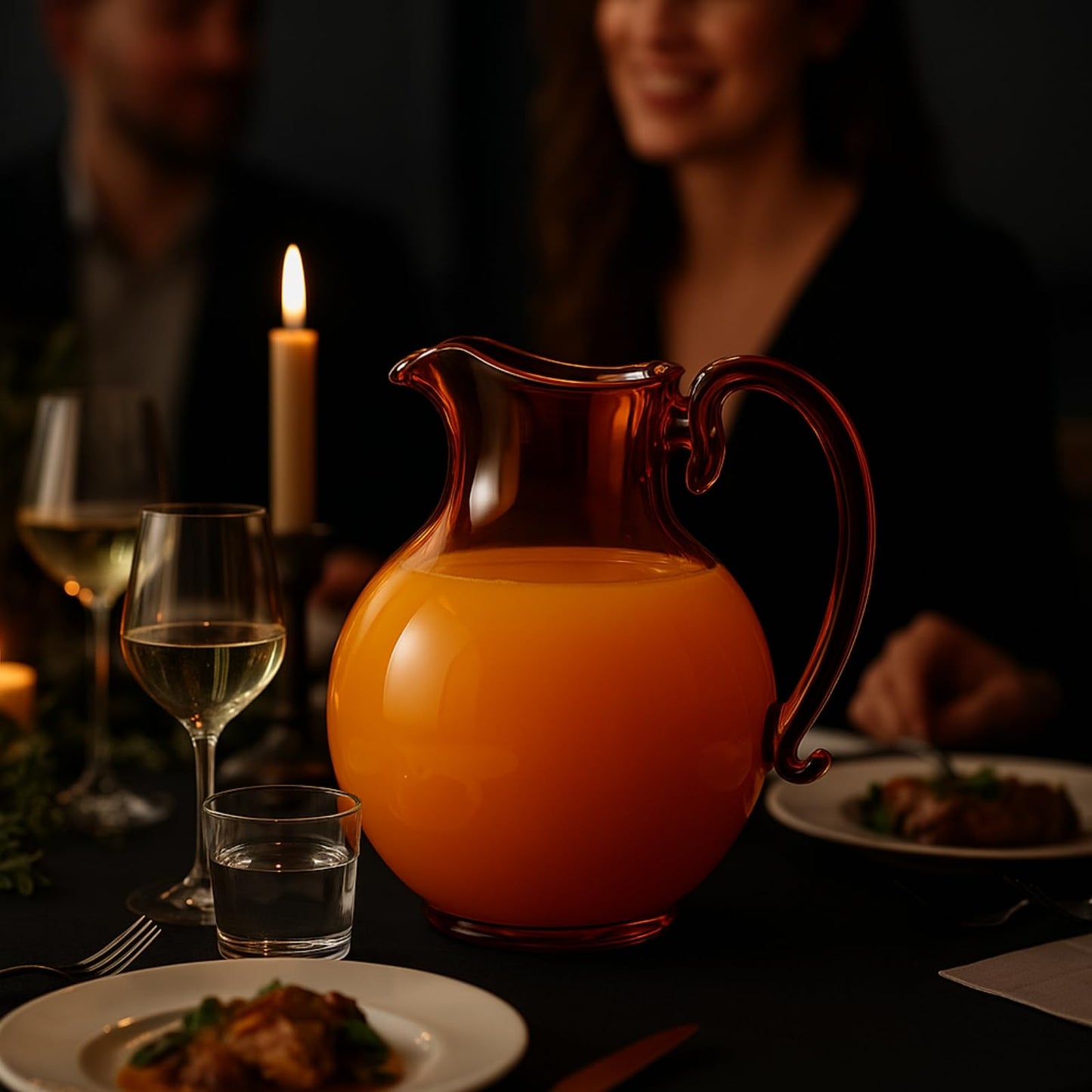 Handmade Murano Amber Glass Jug And Pitcher