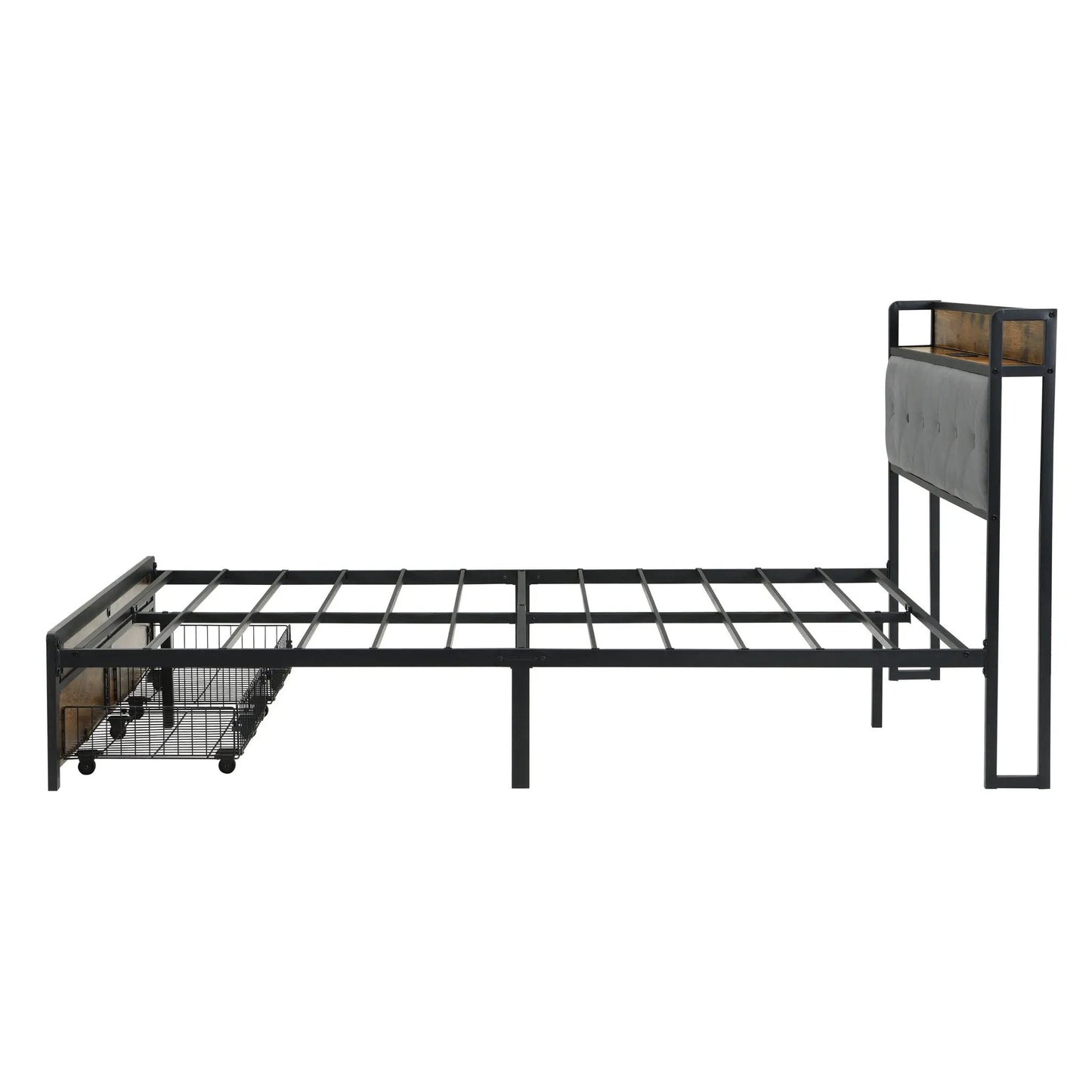 Led Bed Frame With Usb Charging and Storage