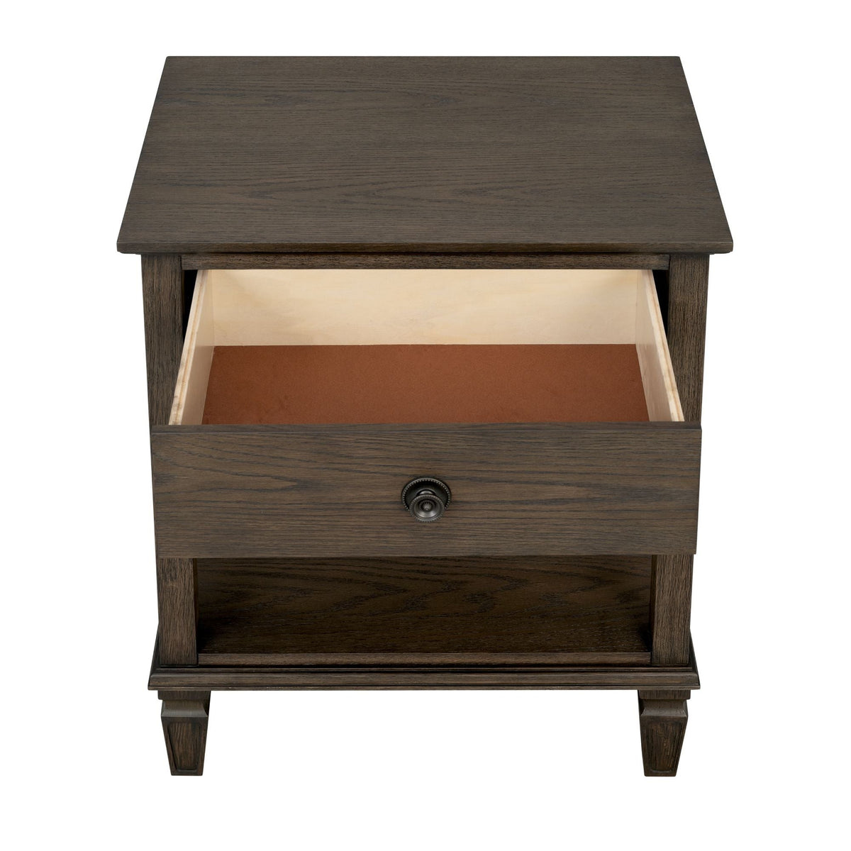 Bedside Table with Drawer and Shelf solid wood dark brown finish HouseOfZazla on Tampa Home & Garden Store