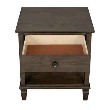 Bedside Table with Drawer and Shelf solid wood dark brown finish HouseOfZazla on Tampa Home & Garden Store