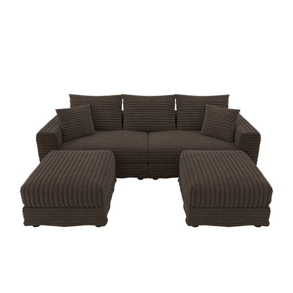 Deep Seat Sofa Bed With Ottoman and Soft Pillows