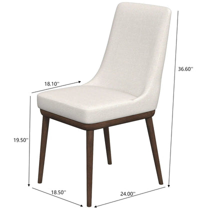 Kate Mid-Century Modern Dining Chair set of 2, beige upholstered seat and back with dark wood tapered legs on Tampa Home & Garden Store