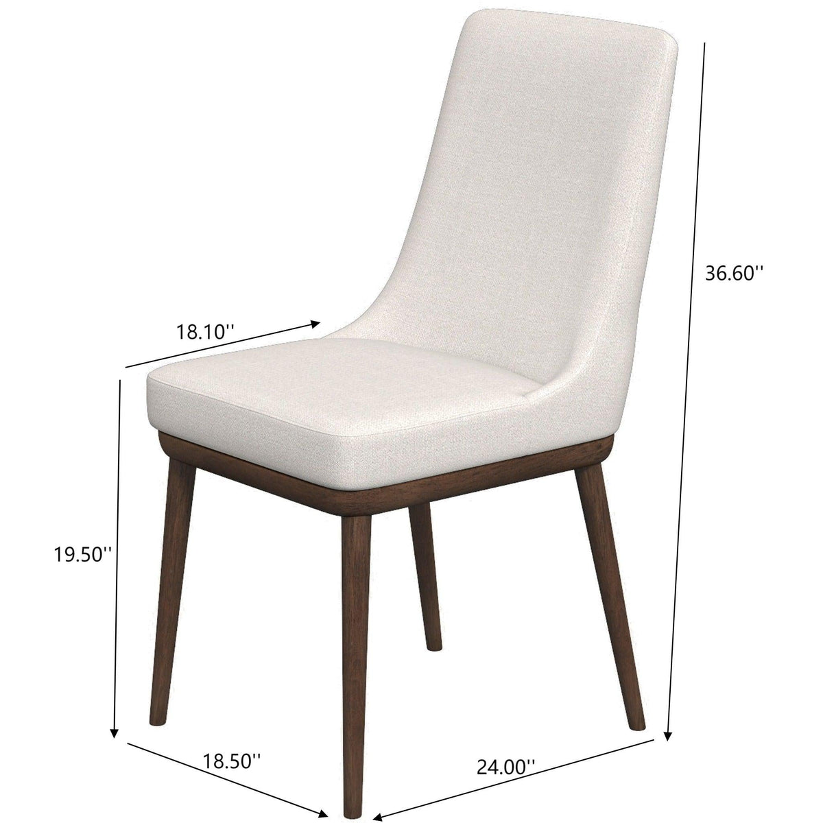 Set of 2 mid-century dining chairs with beige fabric and solid wood legs on Tampa Home & Garden Store