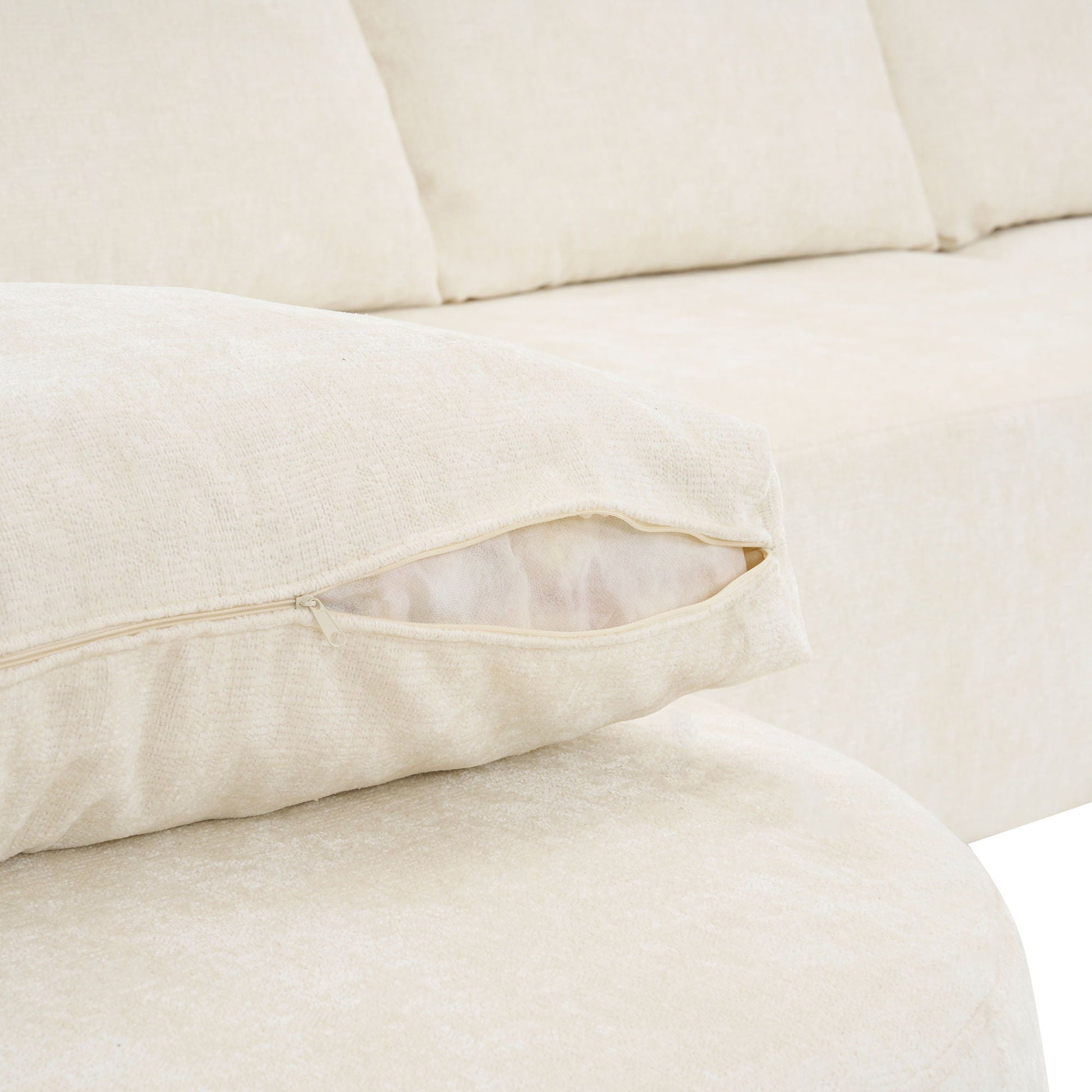 Modular Cloud Sectional Sofa Set beige fabric cushions with zipper deep-seat on Tampa Home & Garden Store
