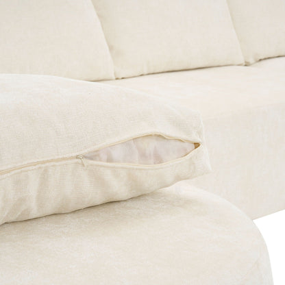 Modular Cloud Sectional Sofa Set beige fabric cushions with zipper deep-seat on Tampa Home & Garden Store