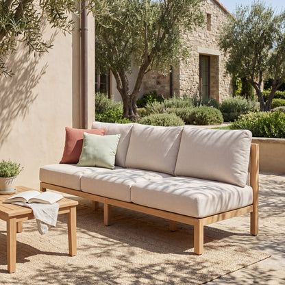 Outdoor Acacia Wood Rope Braided 3 Seater Sofa