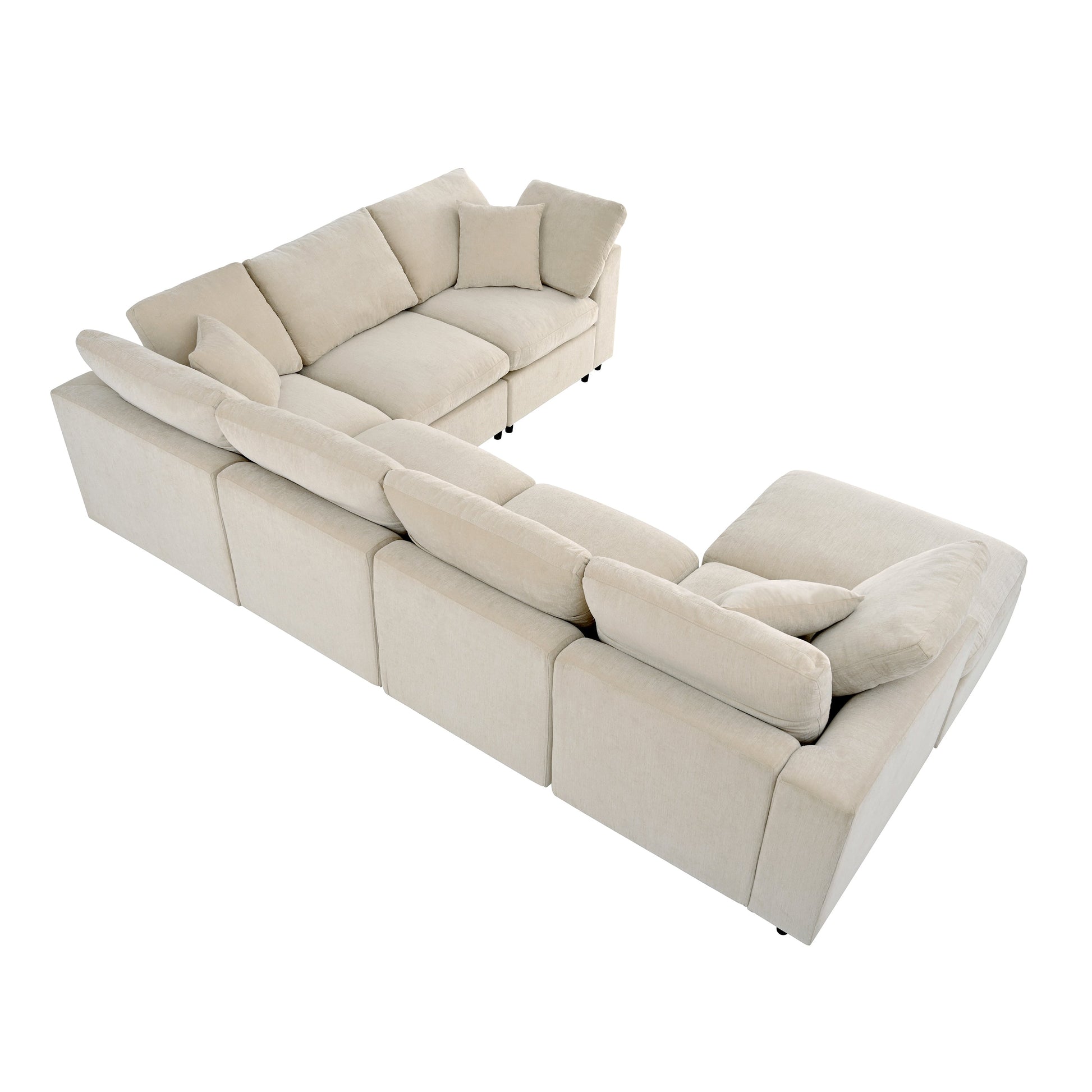 U_Style 120.8-inch extra-large 7-Seater modular sectional sofa beige fabric by HouseOfZazla on Tampa Home & Garden Store