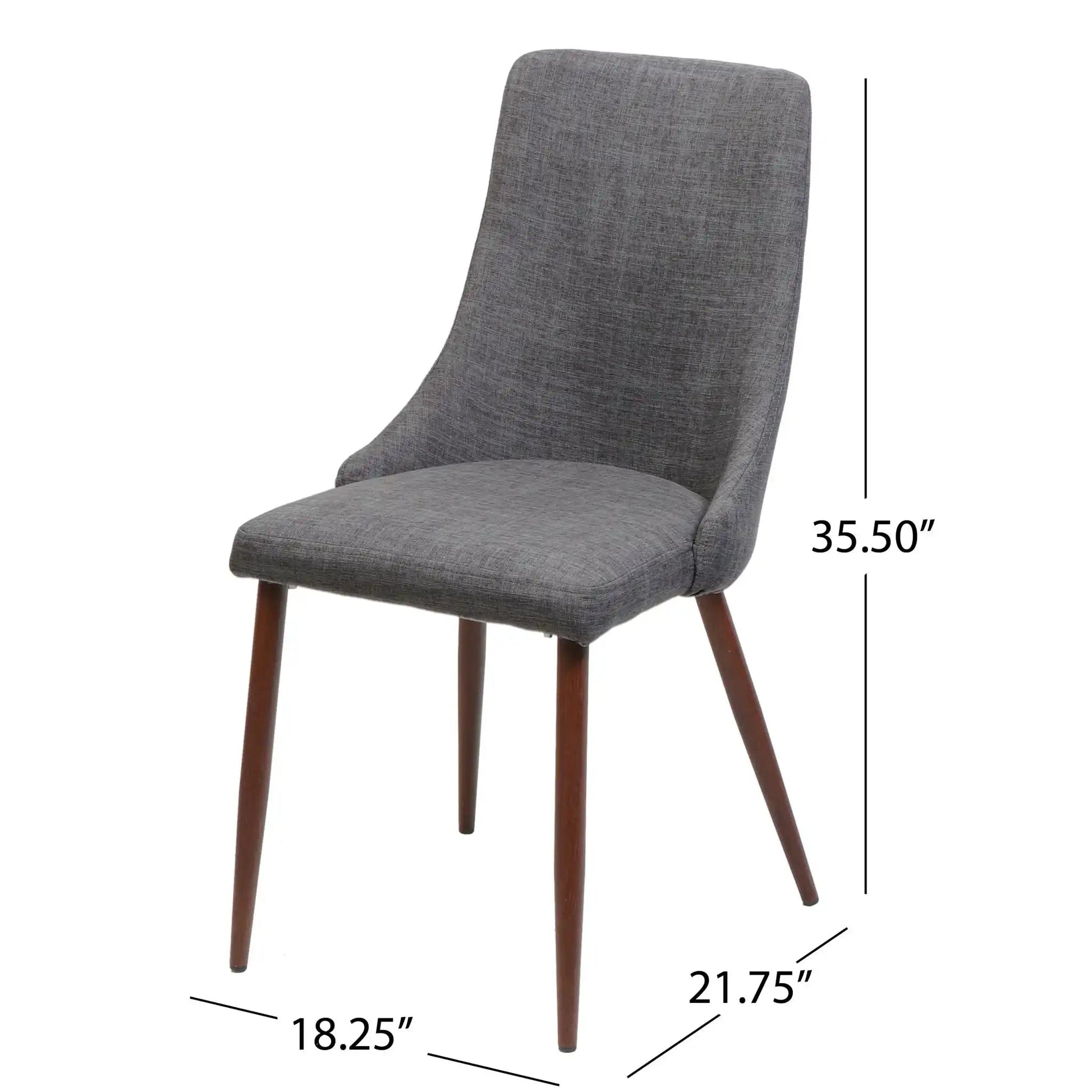 Mid Century Modern Fabric Armless Dining Chair in gray upholstery with wooden legs on Tampa Home & Garden Store
