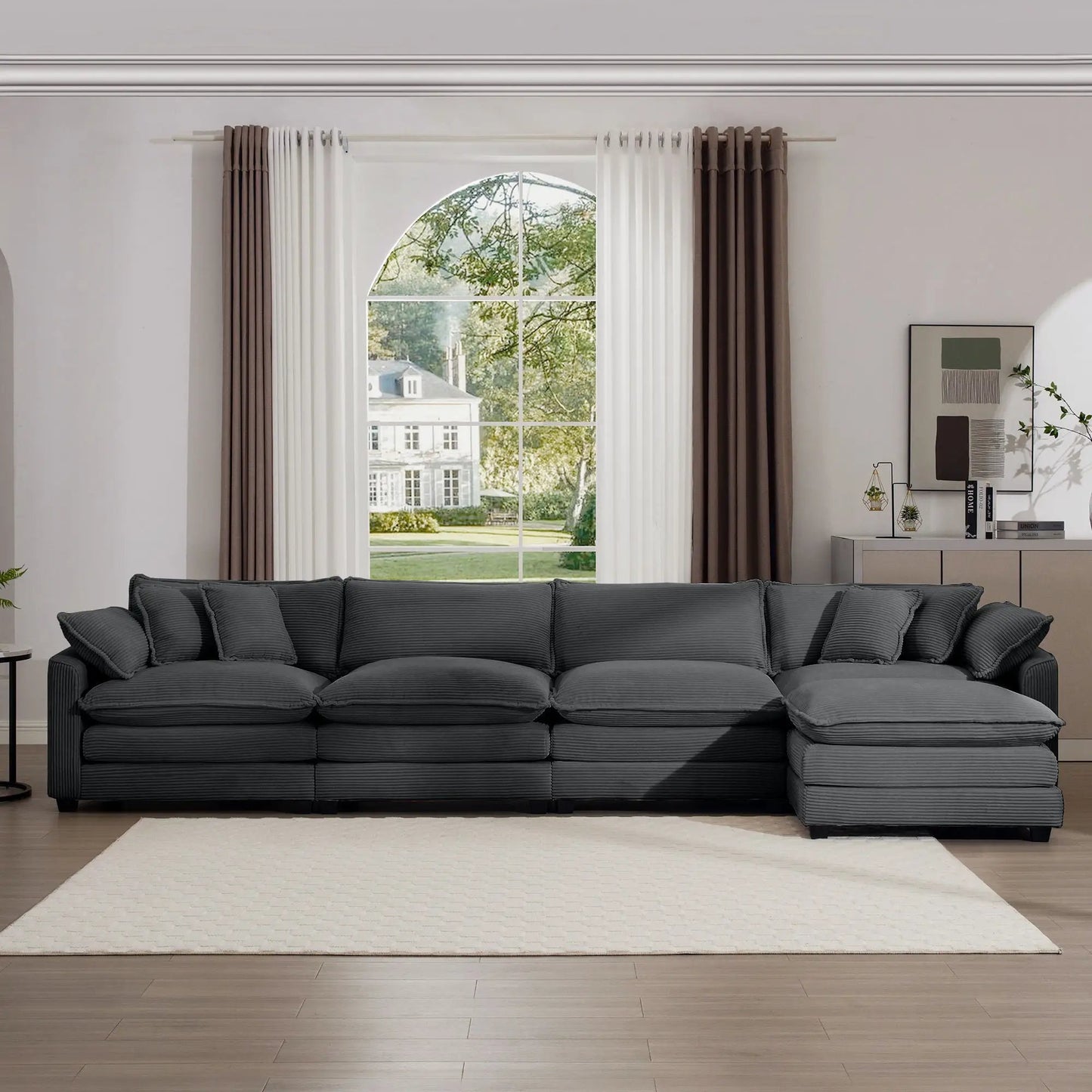 Modular sofa in dark gray with ottoman, deep seating by Unique Piece Furniture on Tampa Home & Garden Store
