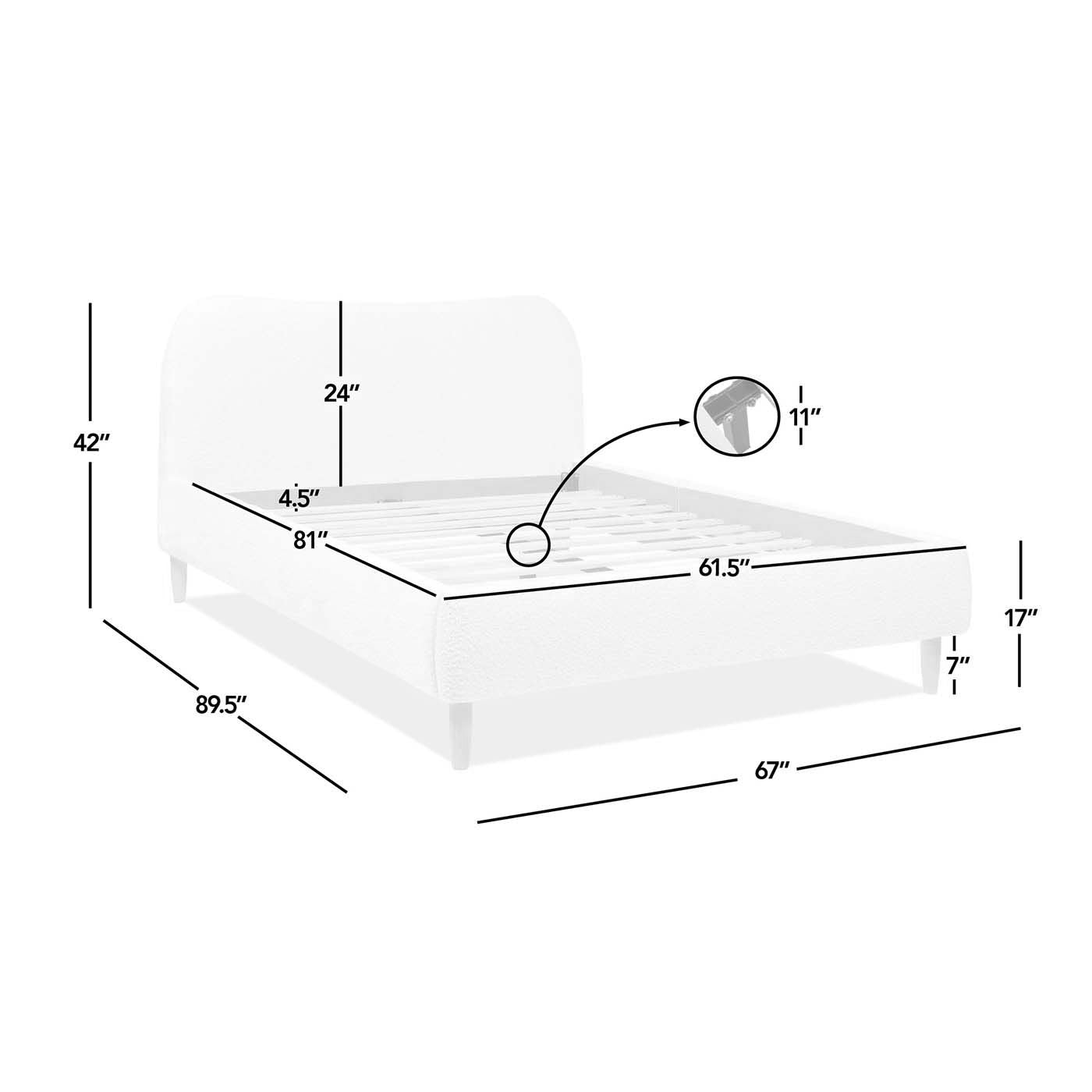 Curved Headboard and Upholstered Platform Bed