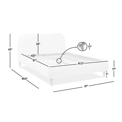 Curved Headboard and Upholstered Platform Bed