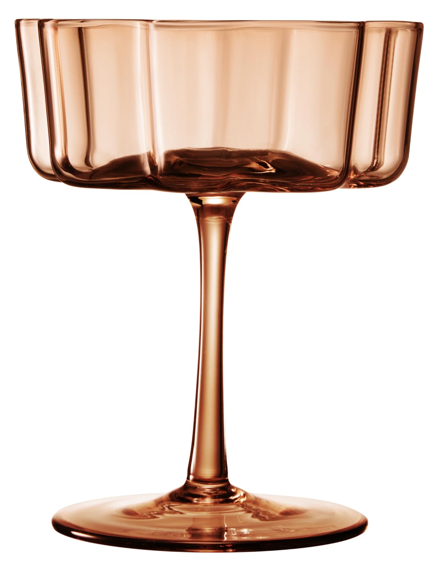 Venus Flower Wave Coupe Glasses Set of 6 Brown