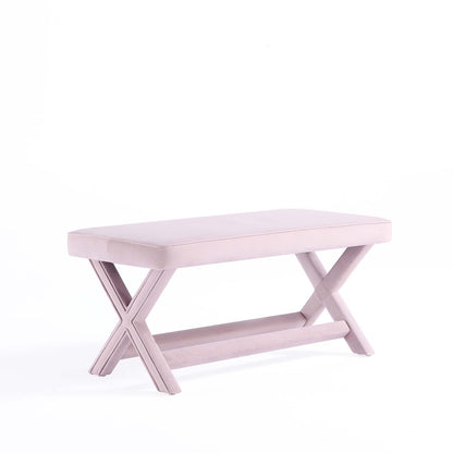 Accent bench with piped cushion in soft pink, solid wood frame by HouseOfZazla on Tampa Home & Garden Store