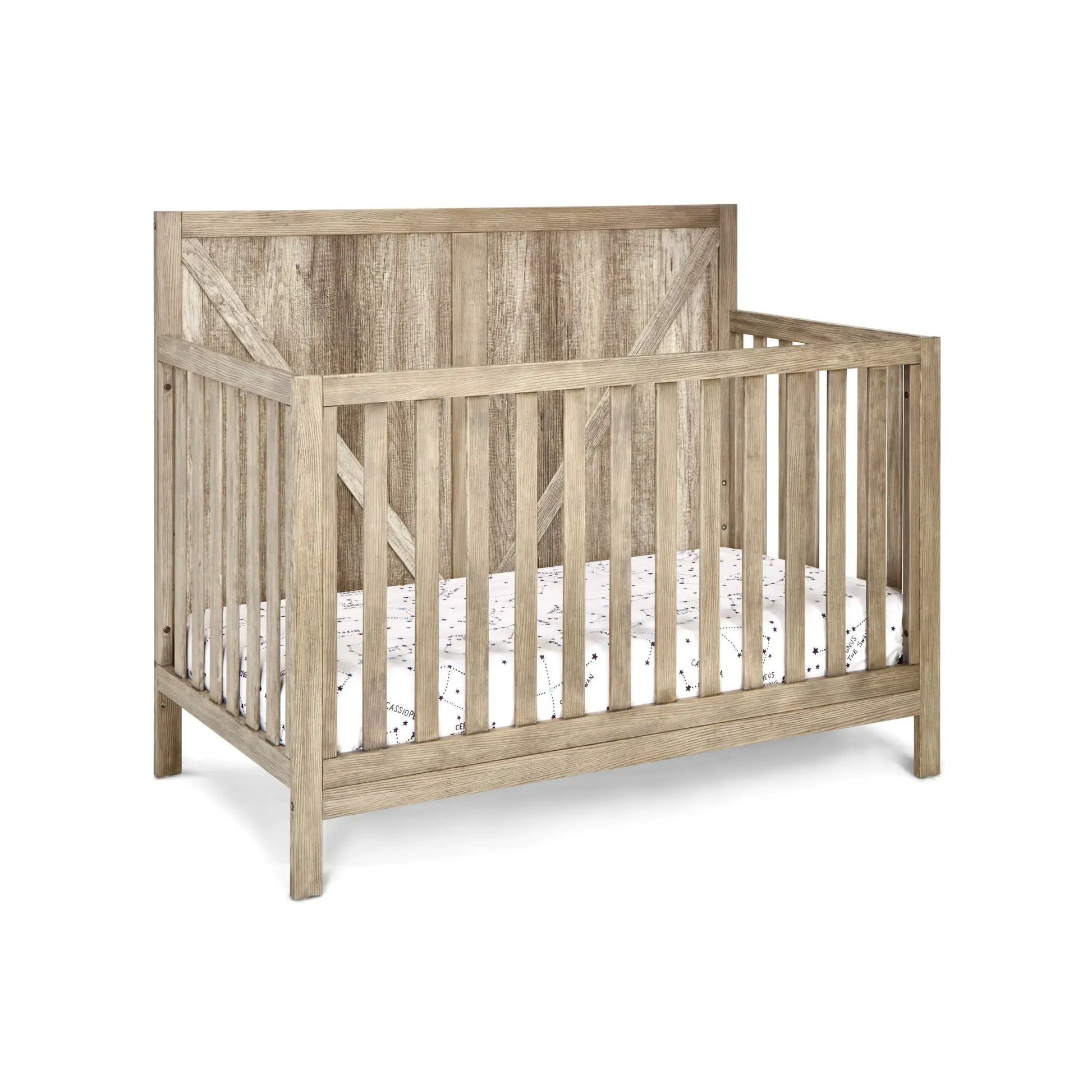 Barnside 4-in-1 Convertible Crib in weathered wood by Unique Piece Furniture with slats on Tampa Home & Garden Store