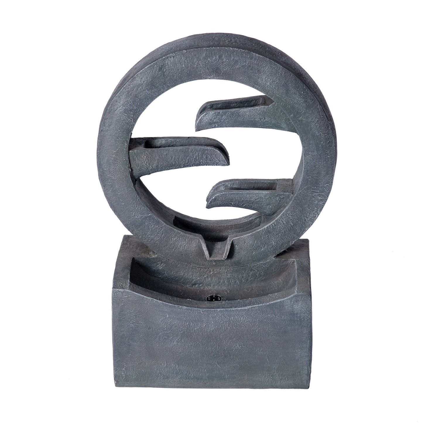 26.77'H Gray circular polyresin outdoor fountain with LED light interlocking ring design on Tampa Home & Garden Store
