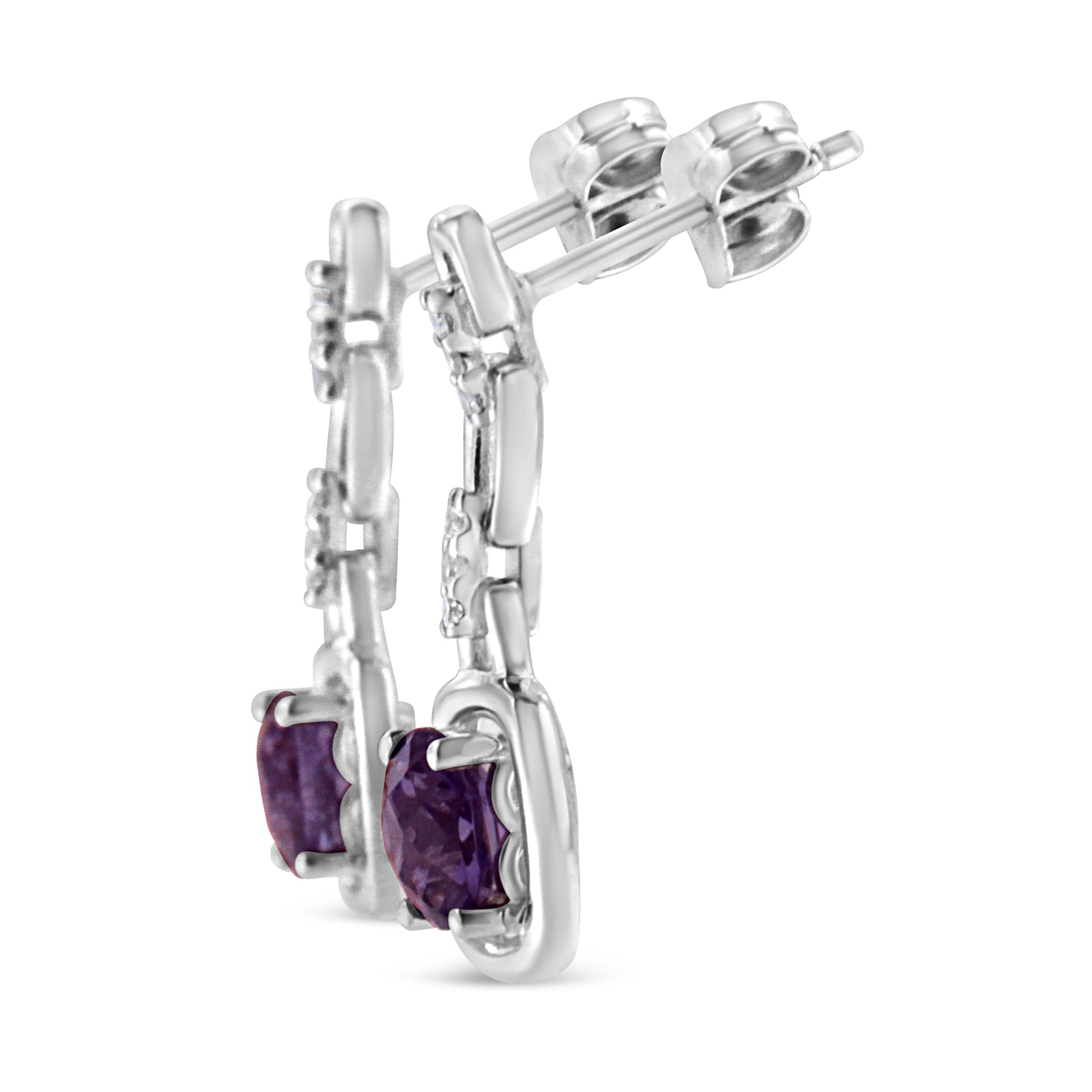 Sterling silver cushion-cut purple amethyst drop earrings with diamond accents by Bids.com on Tampa Home & Garden Store