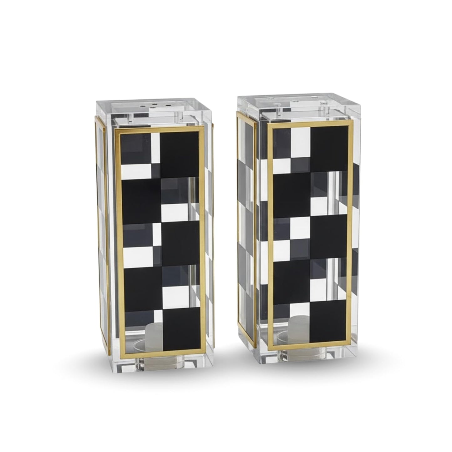 Black Checkered Salt and Pepper Shaker Set