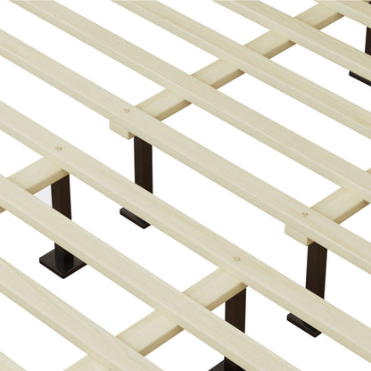 Solid wood platform king bed frame with cross lattice slats and dark legs HouseOfZazla on Tampa Home & Garden Store