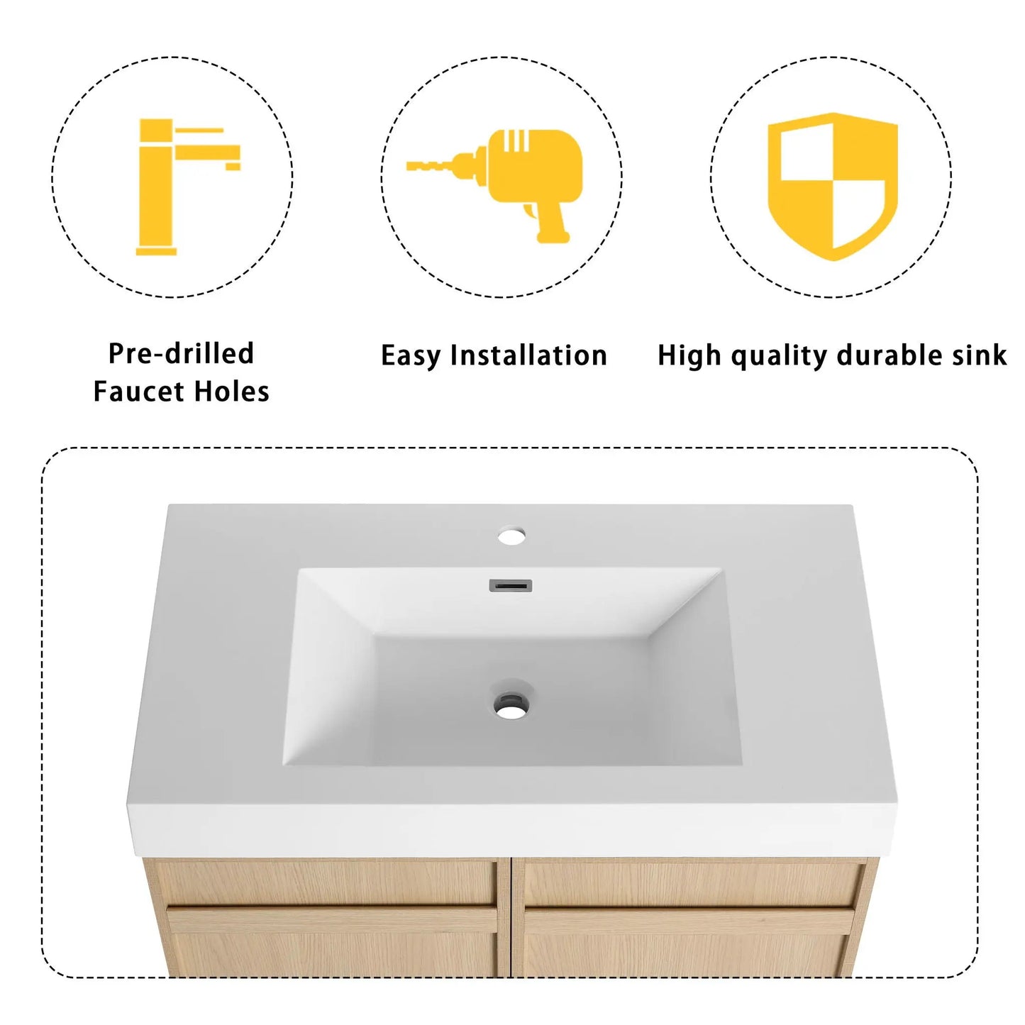 Freestanding Bathroom Vanity with Resin Sink