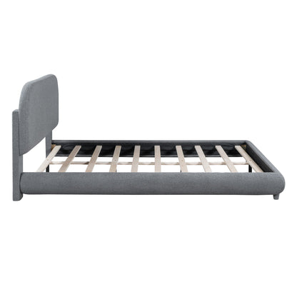 Upholstered platform bed in gray fabric with thick frame and headboard HouseOfZazla on Tampa Home & Garden Store
