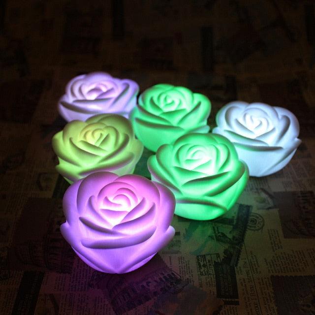 Flameless LED rose candles set 6pcs colorful purple green white lights Stevvex on Tampa Home & Garden Store