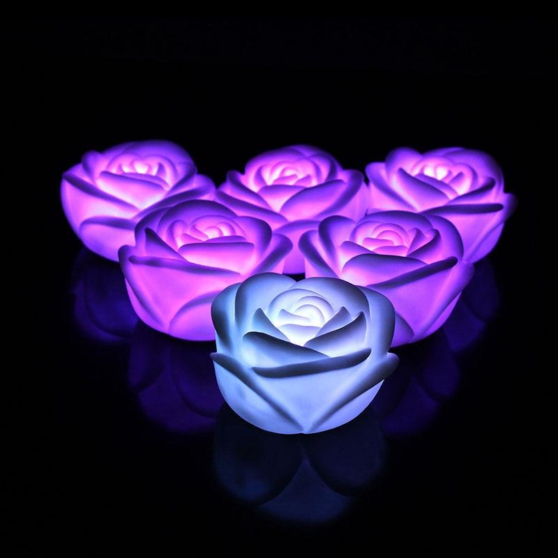 Stevvex flameless LED rose candles, 6/12pcs, color-changing blue/purple glow, rose decor on Tampa Home & Garden Store