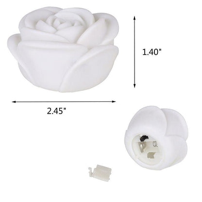 Stevvex rose-shaped flameless LED candle, white with layered petals on Tampa Home & Garden Store