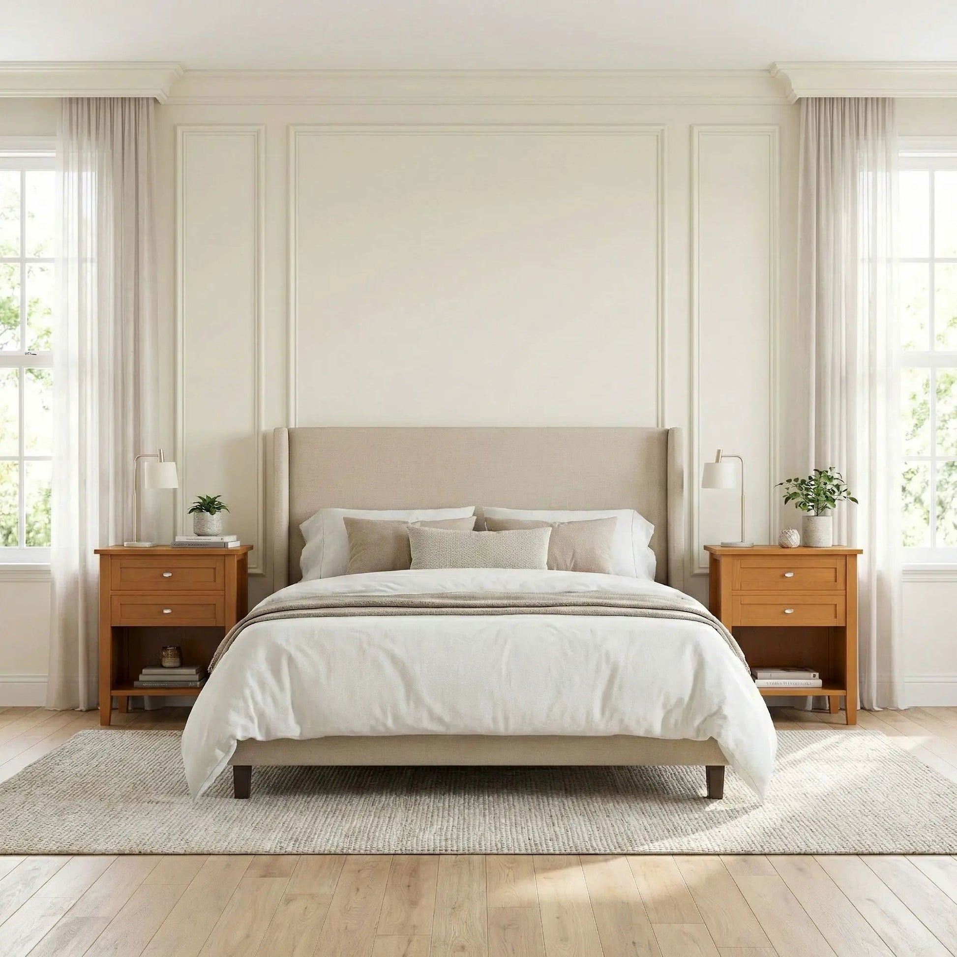 Warm Shaker pair of bedside tables, wood nightstands with 3 drawers by Unique Piece Furniture on Tampa Home & Garden Store