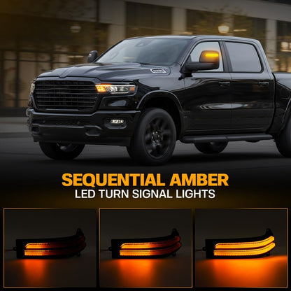2023-2026+ Ram 1500/2500 Smoked White Amber LED Tow Mirror Lights AutoLEDTech amber signals on Tampa Home & Garden Store
