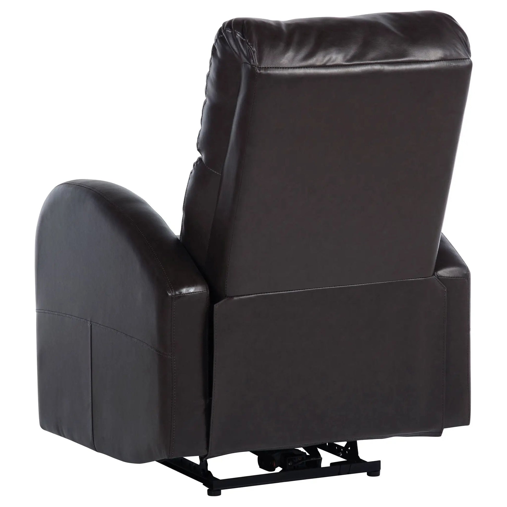 Meglia Power Recliner Chair by Unique Piece Furniture in black leather with metal base on Tampa Home & Garden Store